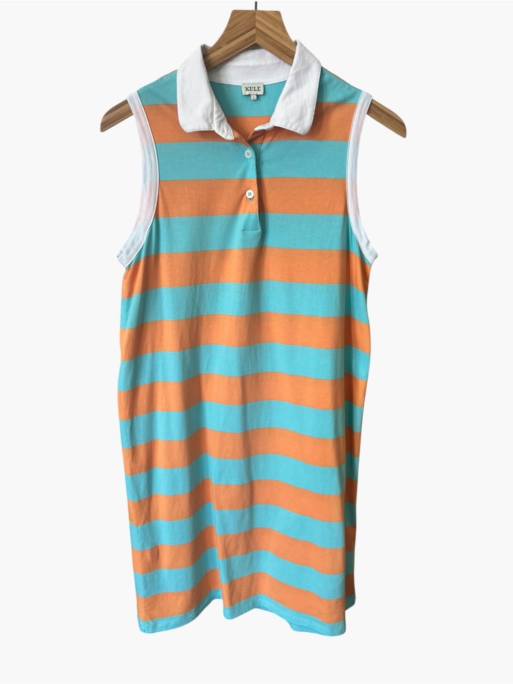 KULE women’s polo dress in the sherbet / aqua color way.